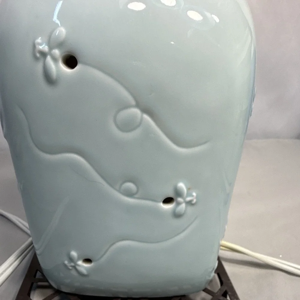 Cute Scentsy Inspired by Heidi Blue Mason Jar w/Fireflies Wax Warmer on Stand